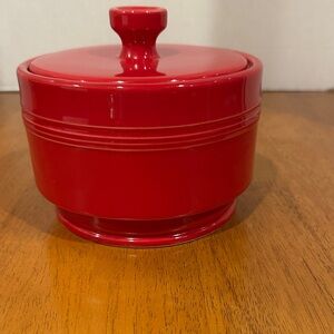 The Cellar Red Ceramic Lidded Container. 4”
